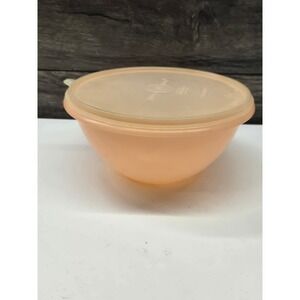 Vintage Tupperware Wonderlier Peach Orange Mixing Bowl with Lid 236-17